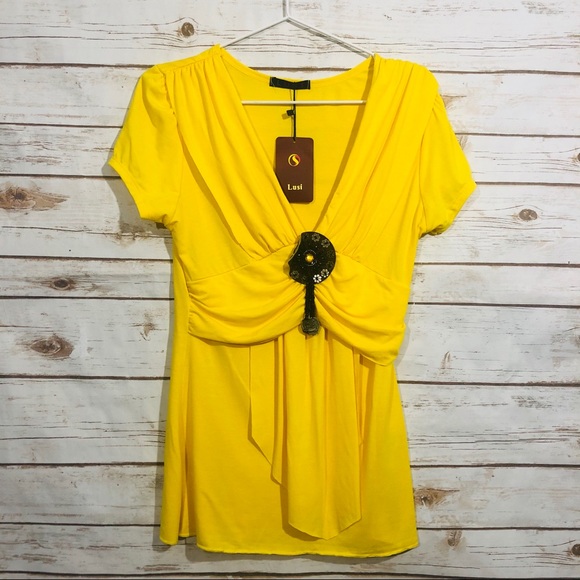 Lusi Tops - Luis juniors yellow short sleeve top size XL